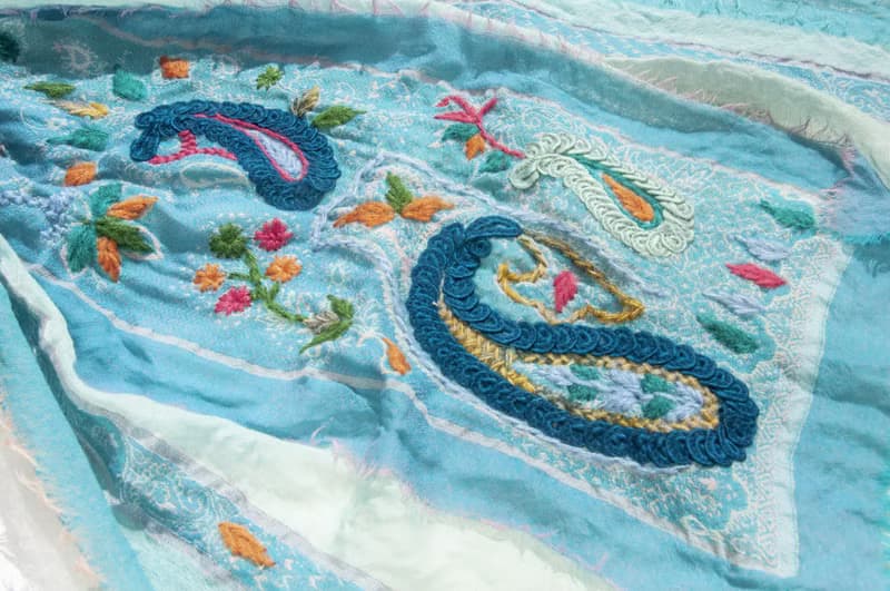 微暇喀什米爾Cashmere/水煮羊毛披肩/針織圍巾/刺繡圍巾/羊絨-花