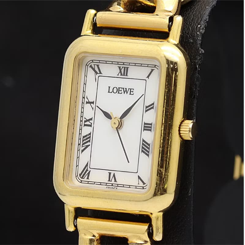 絕版古董錶 Loewe Anagram 中古二手男女裝金屬原木錶帶手錶 腕錶