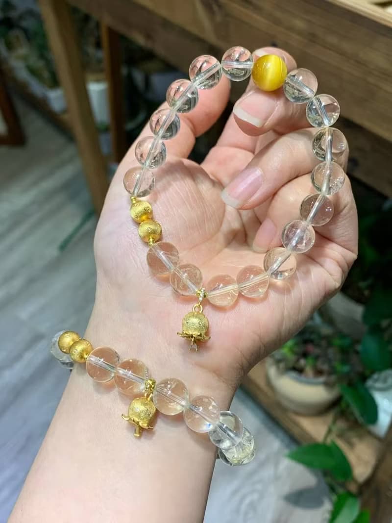 天然黃阿塞黃水晶手鏈 搖錢鈴鐺 招財進寶 財富之石 生日禮物送女