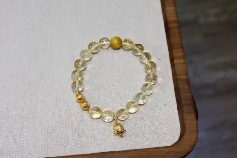 天然黃阿塞黃水晶手鏈 搖錢鈴鐺 招財進寶 財富之石 生日禮物送女