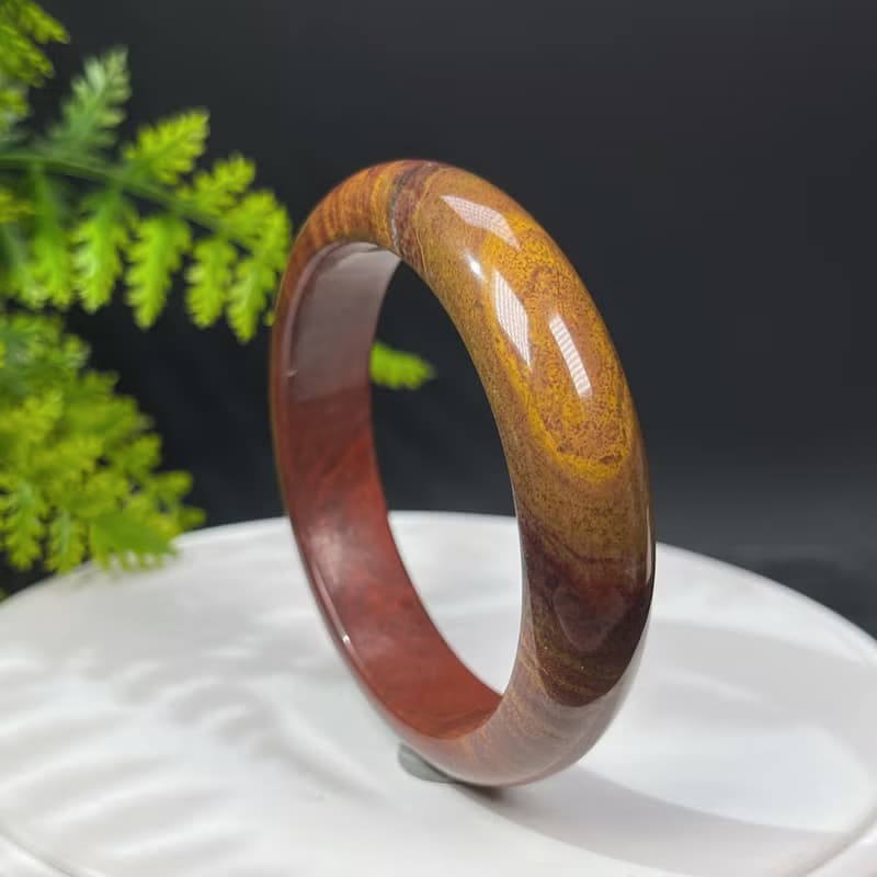 馬達加斯加海洋碧玉手鐲59MM 對稱天眼千層紋玉髓手環 心靈感悟