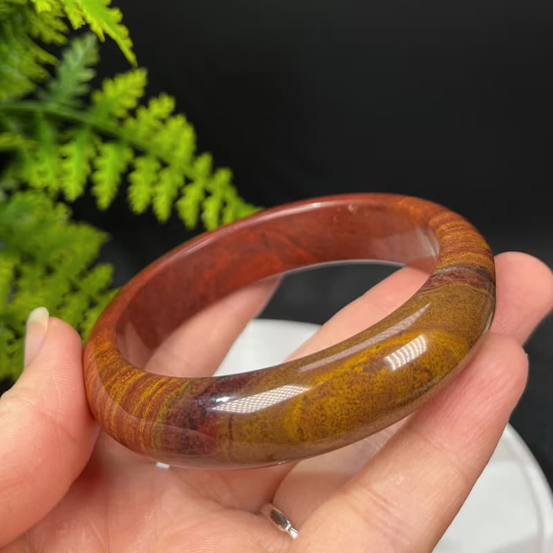 馬達加斯加海洋碧玉手鐲59MM 對稱天眼千層紋玉髓手環 心靈感悟
