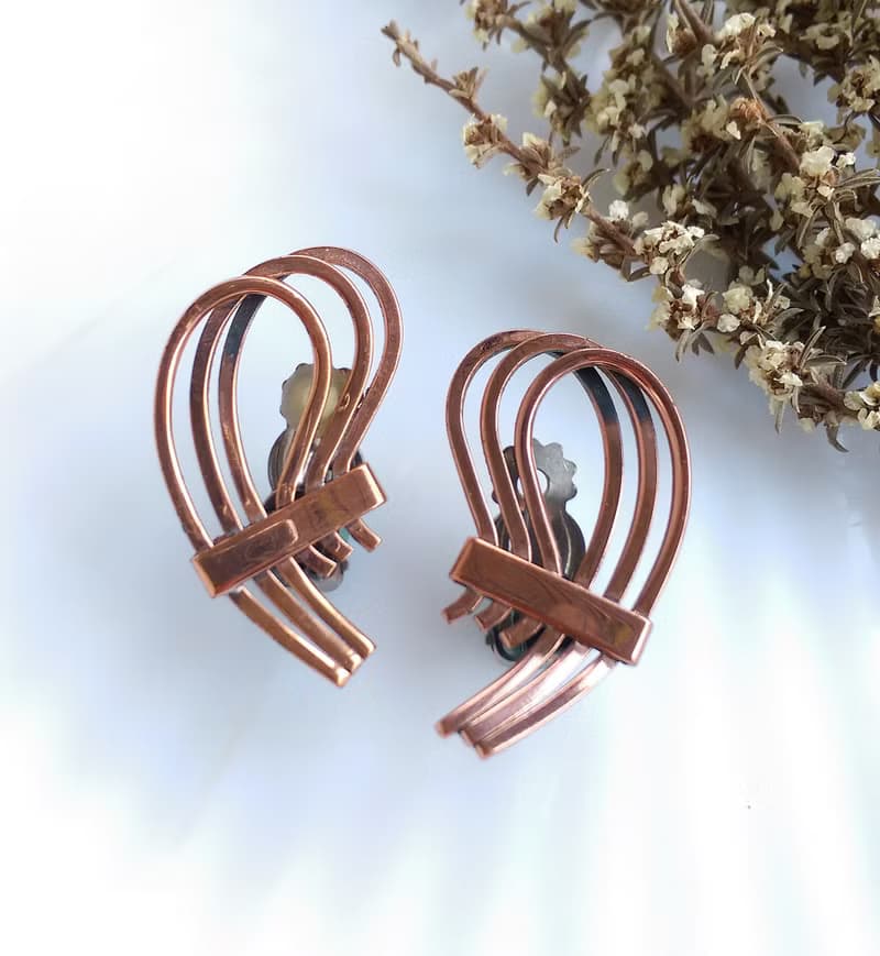 Vintage Jewelry 西洋古董飾品 Renoir 對稱 線條 夾式耳環
