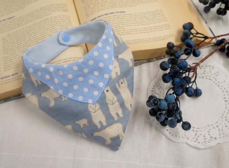 日本二重紗 三角領巾造型嬰幼兒圍兜 口水巾 彌月禮 牛仔造型