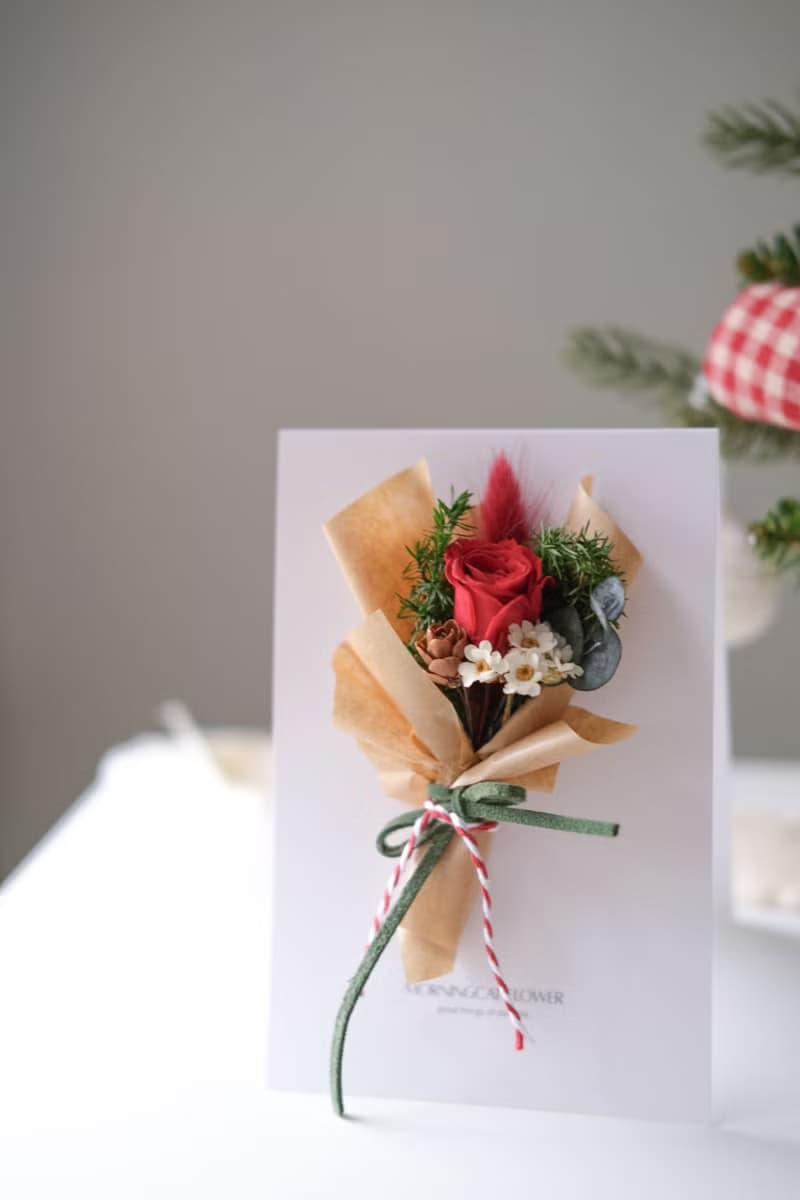 玫瑰花束-聖誕卡片/永生聖誕卡片/聖誕禮物/聖誕樹卡片/聖誕花圈