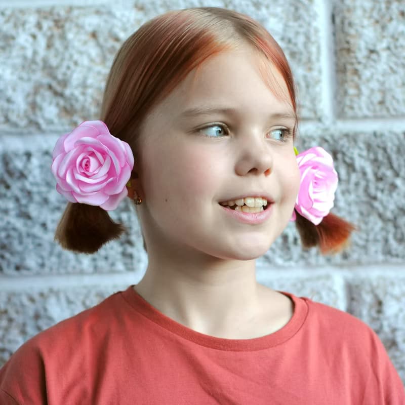 Flower hair clip or ties. Hair ornaments girls. Floral hair accessories 粉紅色的髮飾