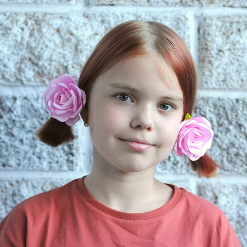 Flower hair clip or ties. Hair ornaments girls. Floral hair accessories 粉紅色的髮飾