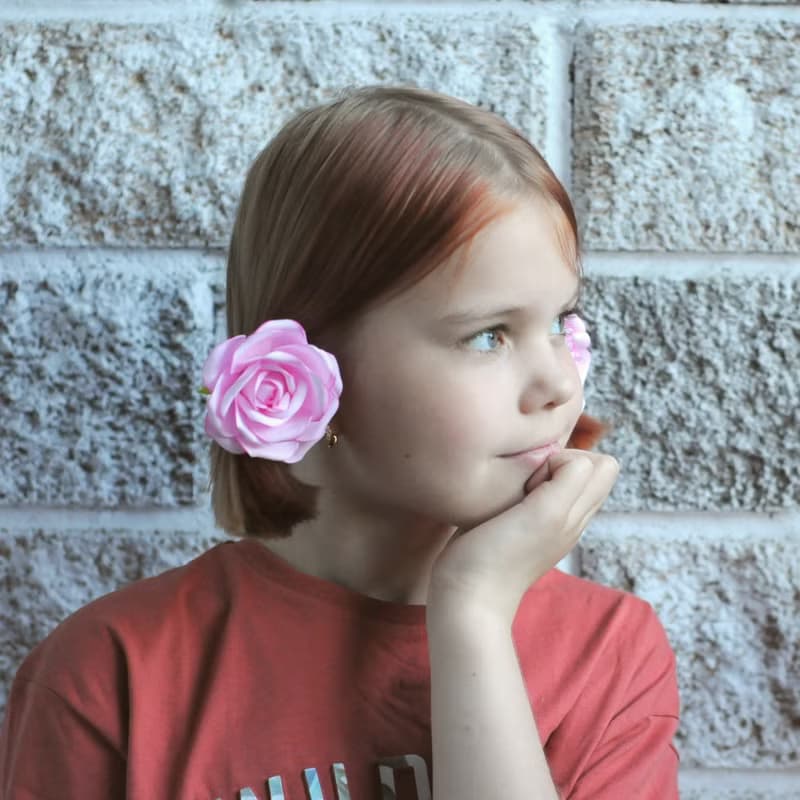 Flower hair clip or ties. Hair ornaments girls. Floral hair accessories 粉紅色的髮飾
