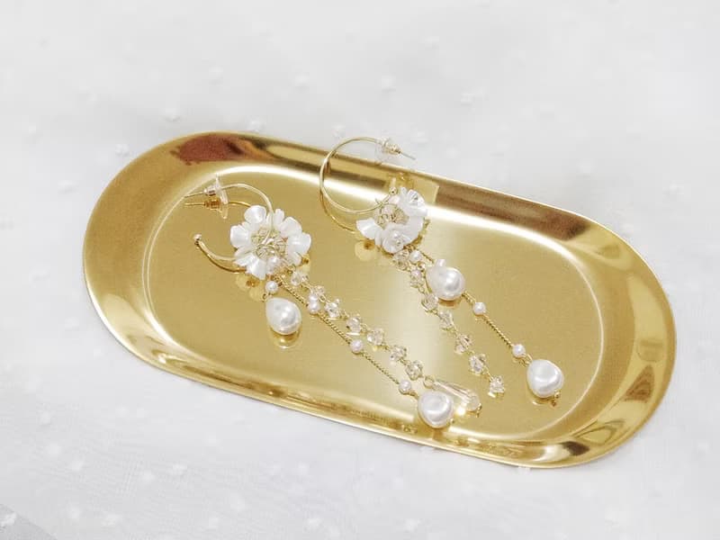 春之晨露 鍍金合金 仿珍珠耳環 婚禮花嫁 春之女神