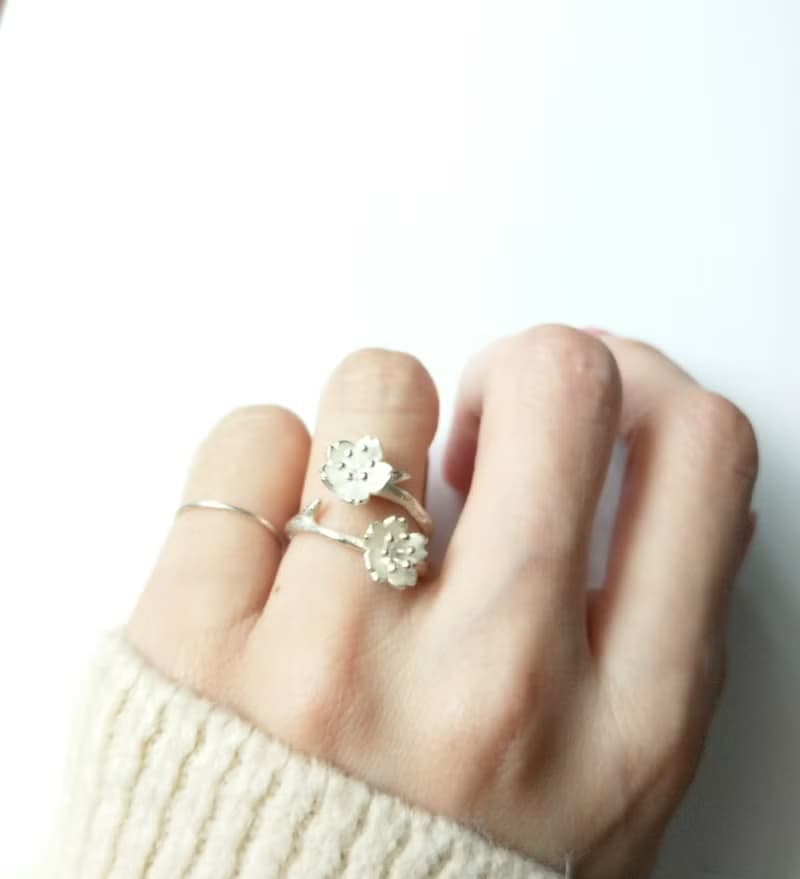 春日櫻花 純銀 戒指