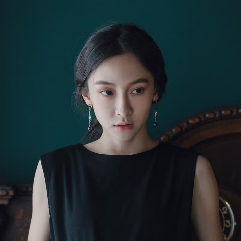 VIIART。粼粼。珍珠天河石水草瑪瑙黃銅耳環-可改夾式