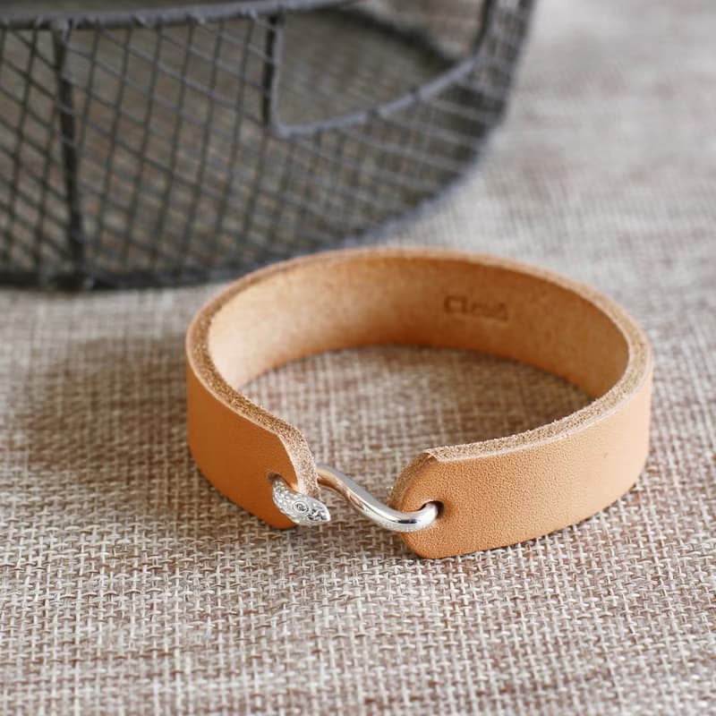 Snake フック 革 メンズ ブレスレット