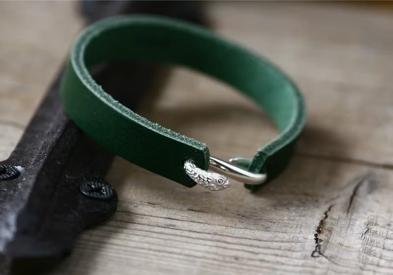 Snake フック 革 メンズ ブレスレット