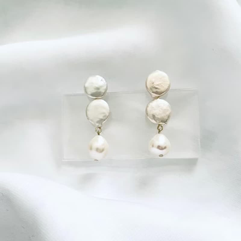 コインパール&ドロップパールピアス(イヤリング)