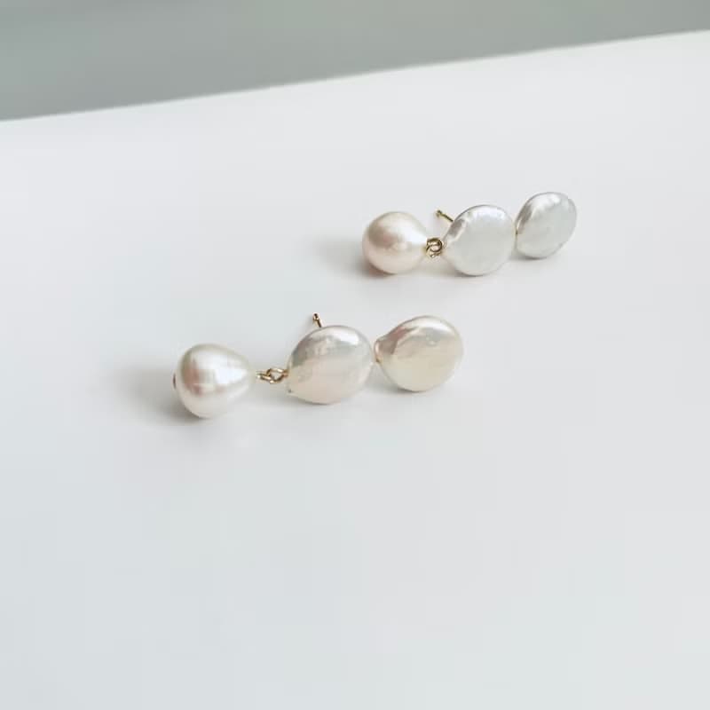 コインパール&ドロップパールピアス(イヤリング)