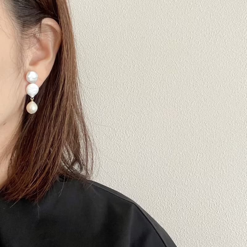 コインパール&ドロップパールピアス(イヤリング)