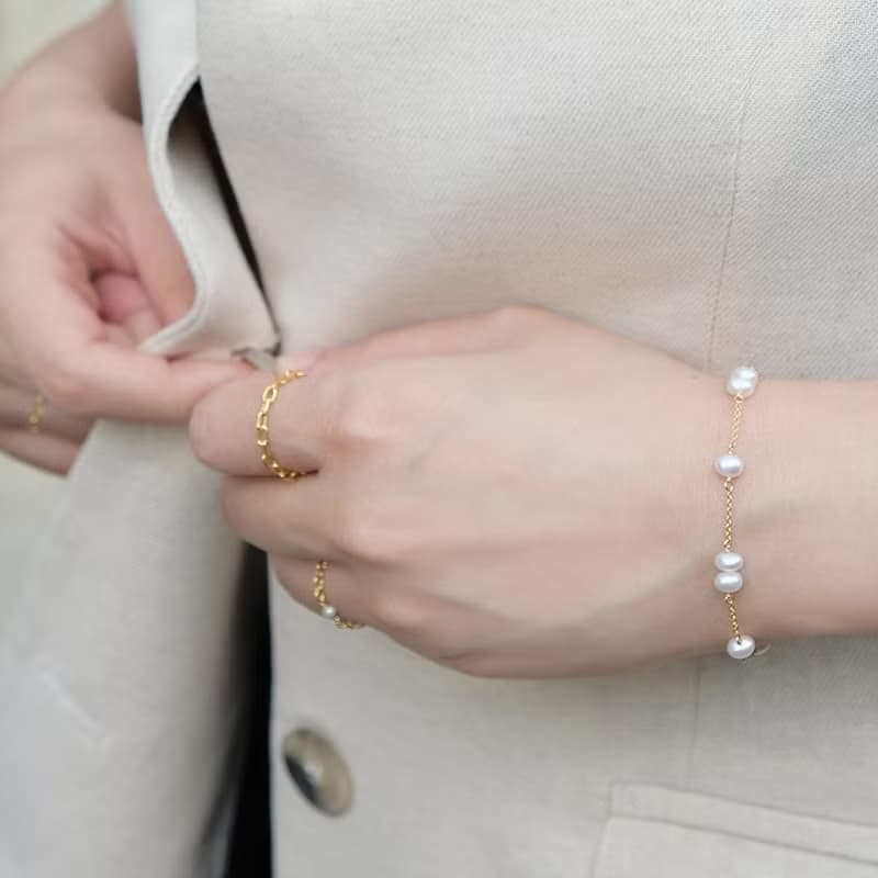 經典泡泡大珍珠手鍊 14K 包金