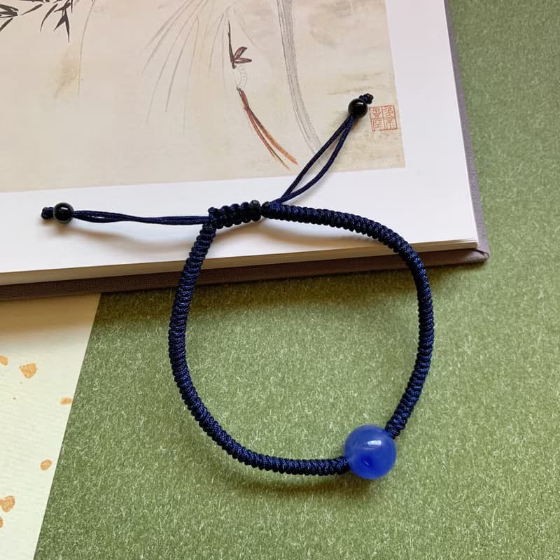 售完供欣賞//手作 遊星記。天然10mm藍瑪瑙金剛結編織手繩