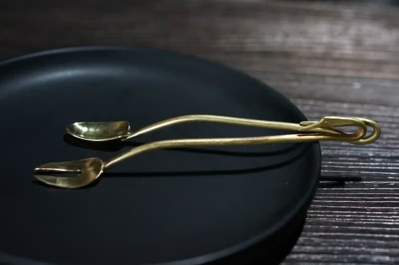 手工黃銅仙鶴甜品勺叉 另類銅器皿銅器餐具迷你勺叉