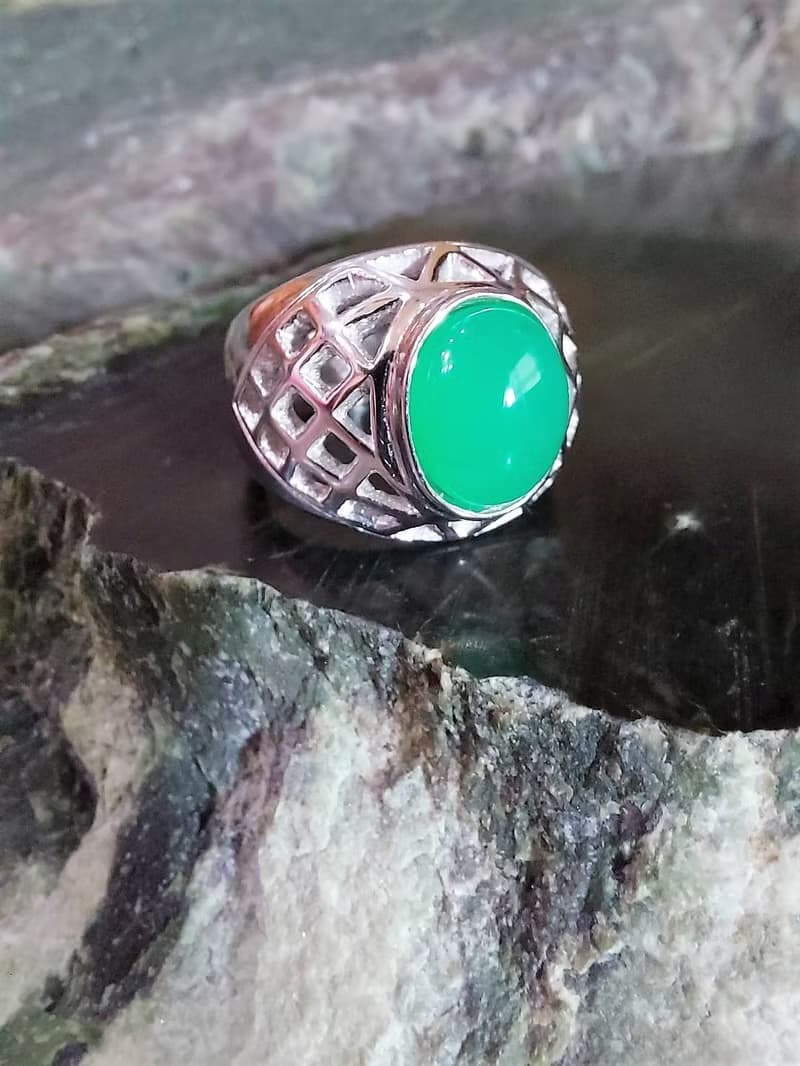 輕珠寶玉飾 | 格紋時尚澳洲玉男戒