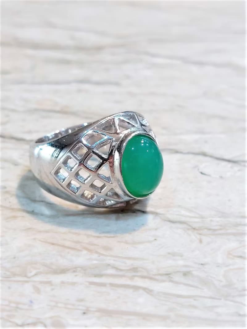 輕珠寶玉飾 | 格紋時尚澳洲玉男戒