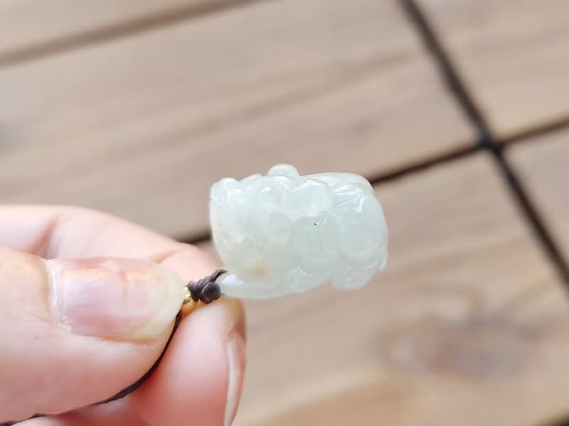 【親翠】天然翡翠 冰晴底冰糖感胖招財貔貅調整式繩鏈