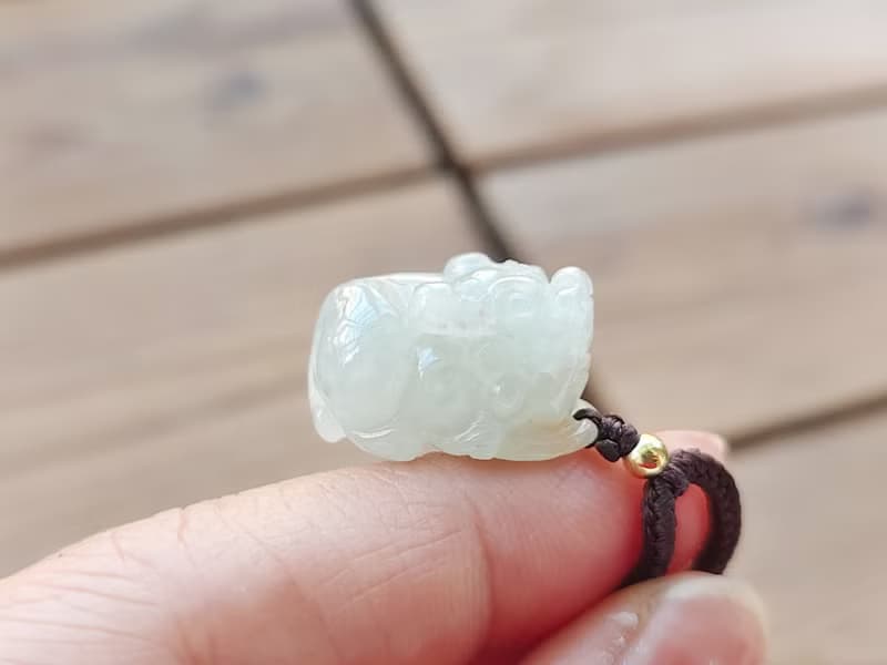 【親翠】天然翡翠 冰晴底冰糖感胖招財貔貅調整式繩鏈