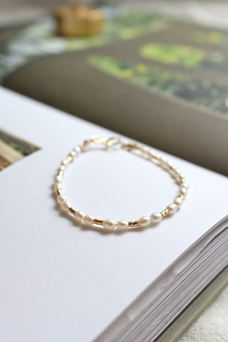 織語露珠 - 米粒珍珠手鍊