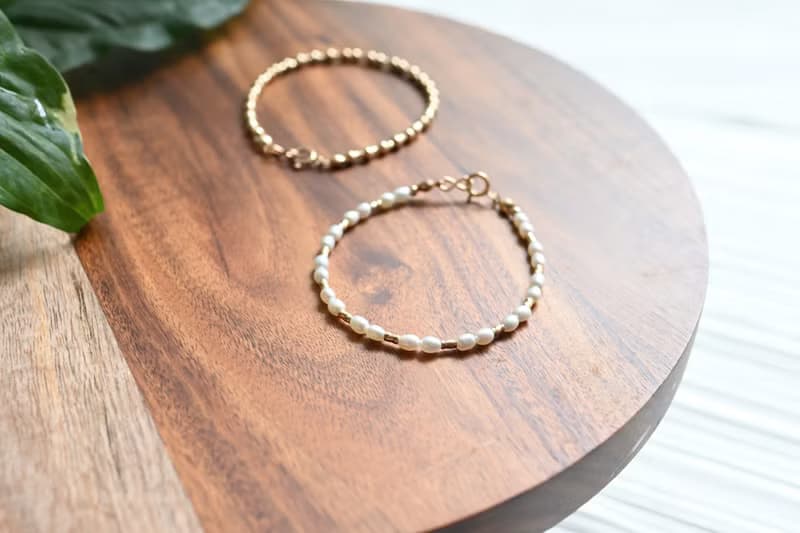 織語露珠 - 米粒珍珠手鍊