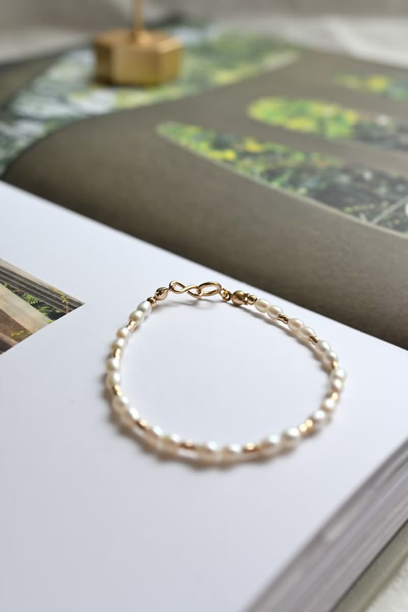 織語露珠 - 米粒珍珠手鍊