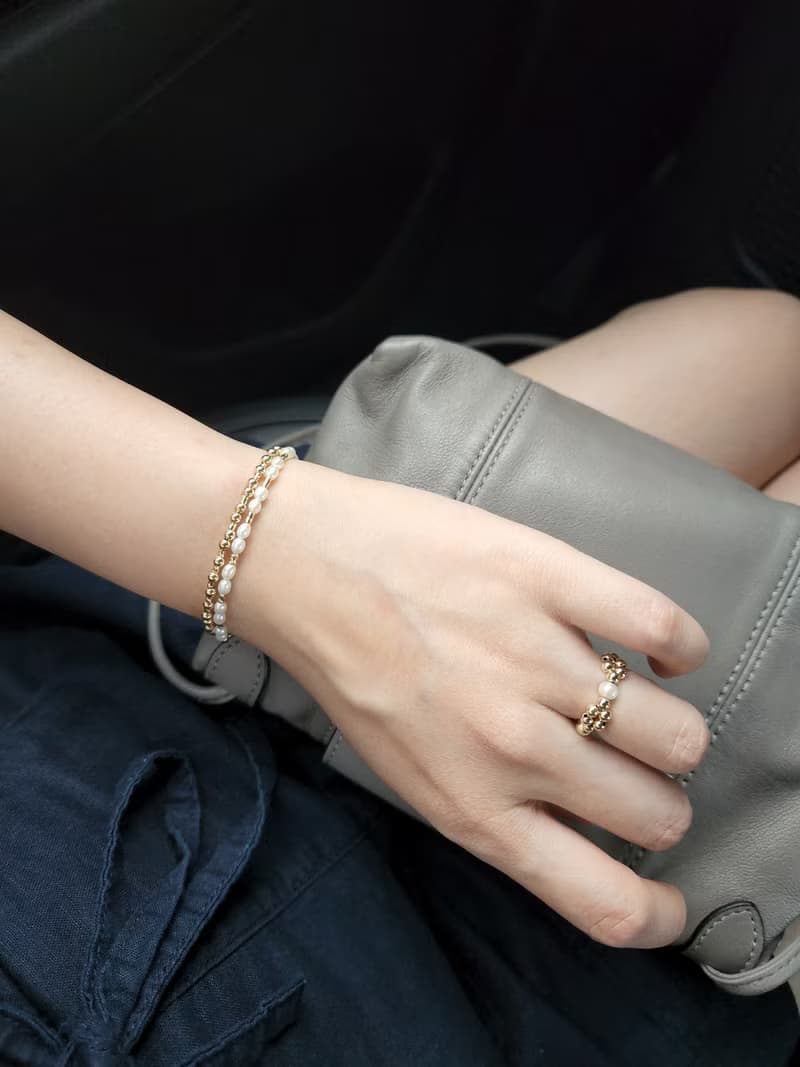 織語露珠 - 米粒珍珠手鍊