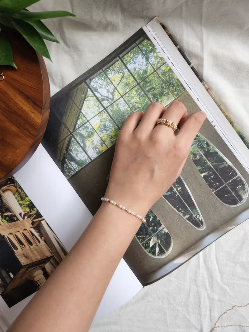 織語露珠 - 米粒珍珠手鍊