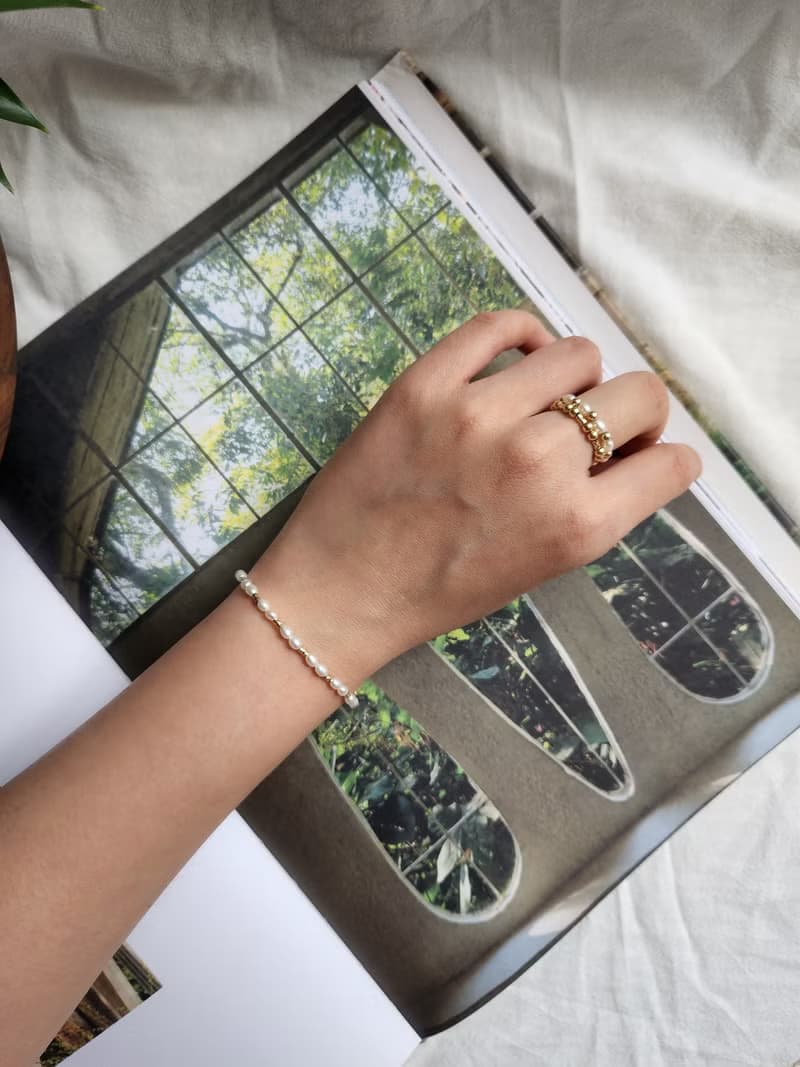 織語露珠 - 米粒珍珠手鍊