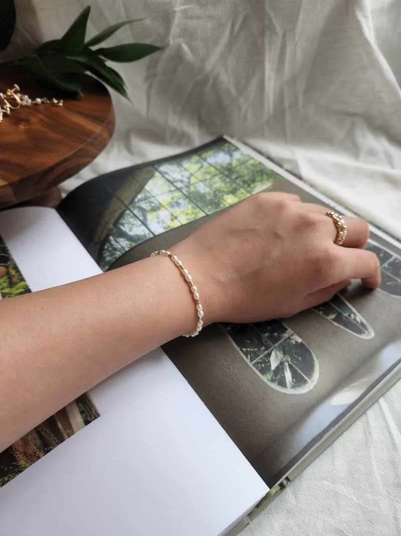 織語露珠 - 米粒珍珠手鍊