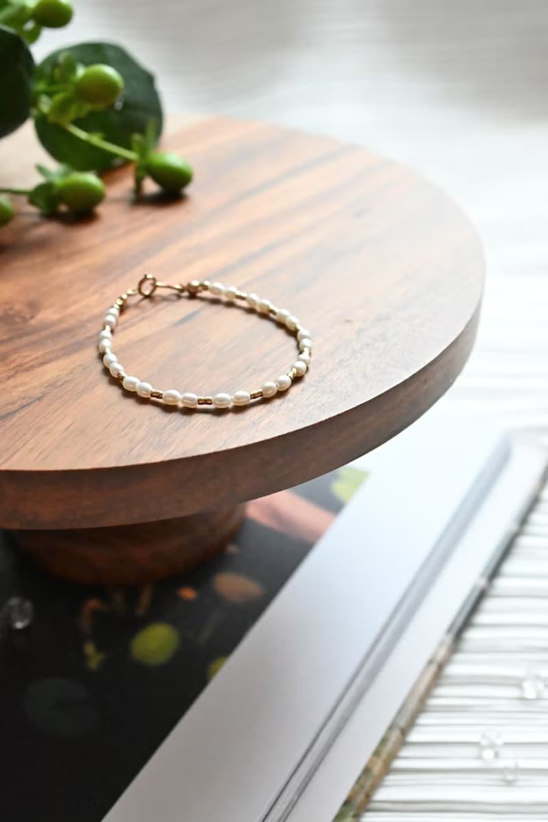 織語露珠 - 米粒珍珠手鍊