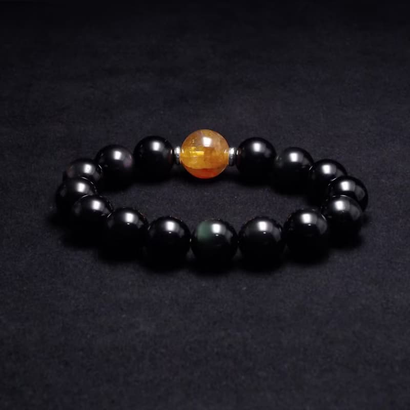 紅膠花搭配彩虹曜石 男手鍊 男手環 QBR-00093