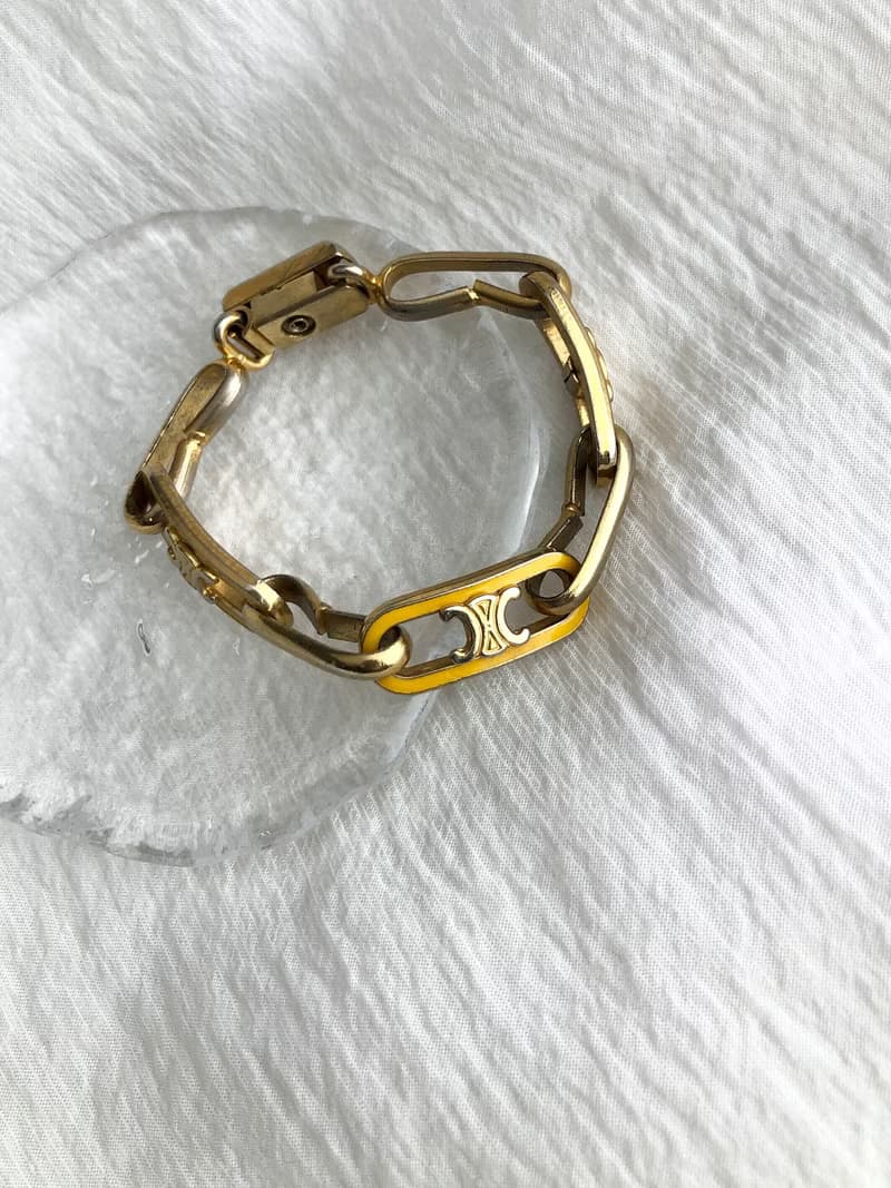 【 日本直送　名牌中古包 】CELINE セリーヌ ブレスレット ゴールド トリオンフ vintage ヴィンテージ オールド dnaemn