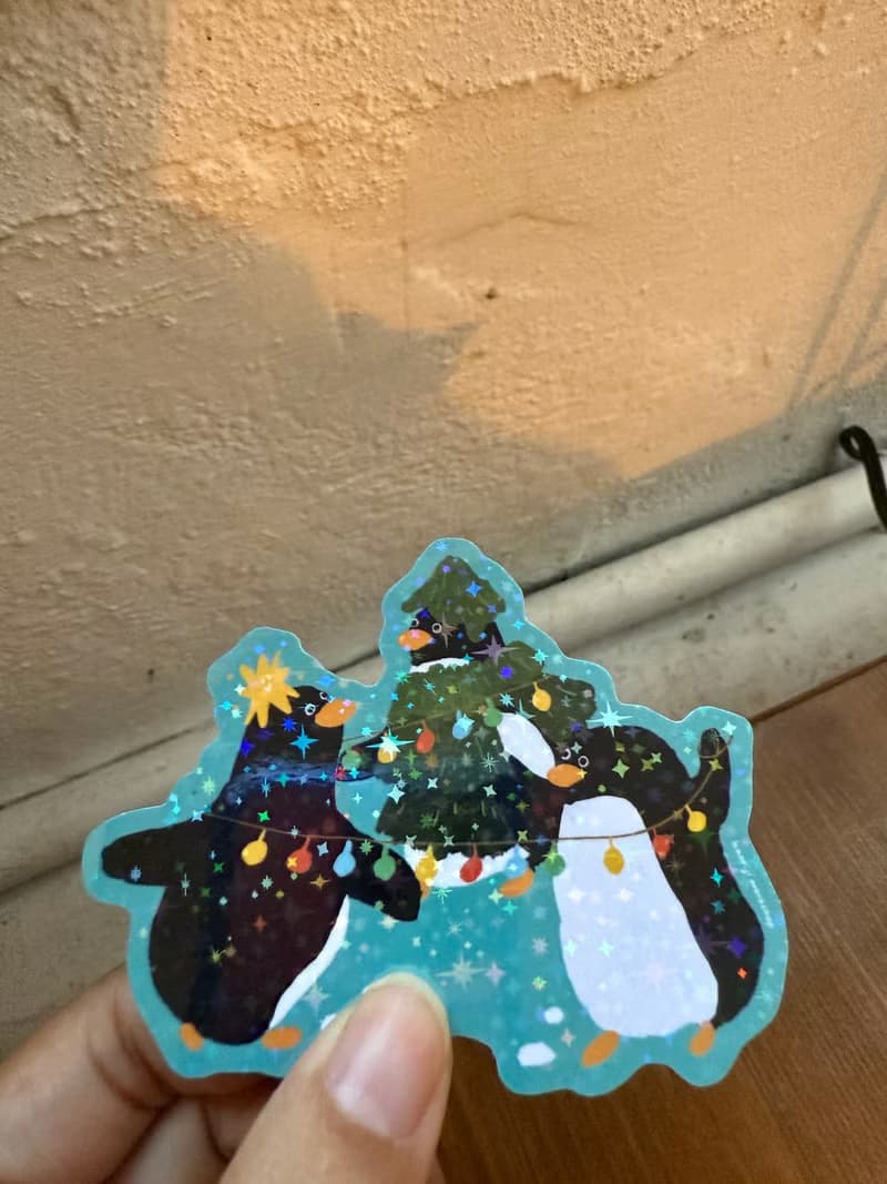 啊是企鵝們_閃亮亮防水貼紙組合 三入_好日吉制物所