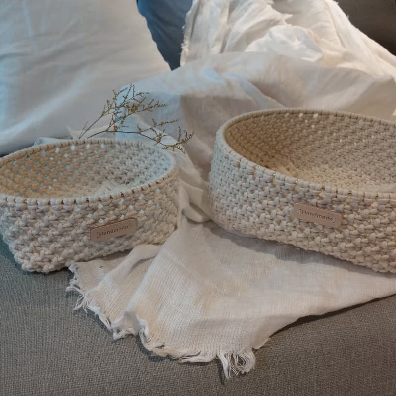 || W-bii系列 ||  macrame 編織圓形置物籃