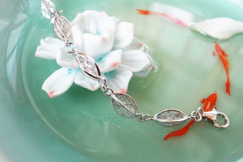 +古典鏤花+ 925純銀飾 復古縷空蕾絲立體串花手鍊 可訂製玫瑰金色