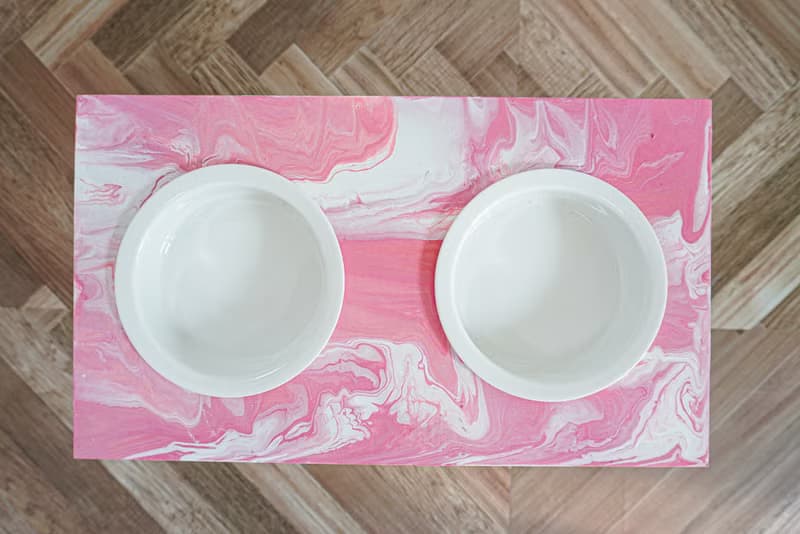 フルイドアート(ピンク)フードスタンド　フードボウル　食器スタンド　小型犬　中型犬　ネコ　木製　オーダー可能