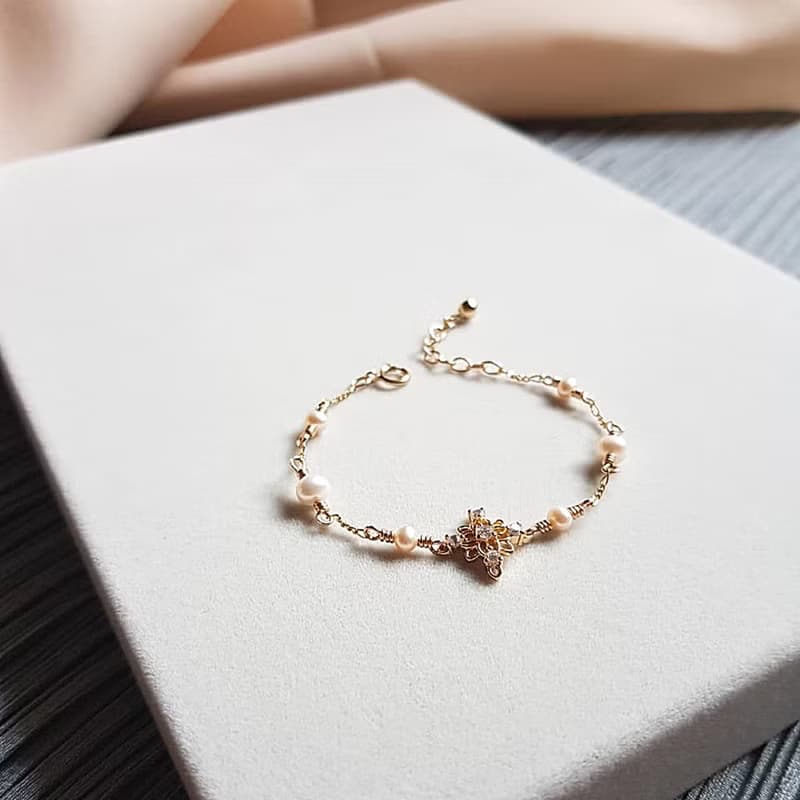 花磚語錄系列 - 鋯石珍珠手鍊