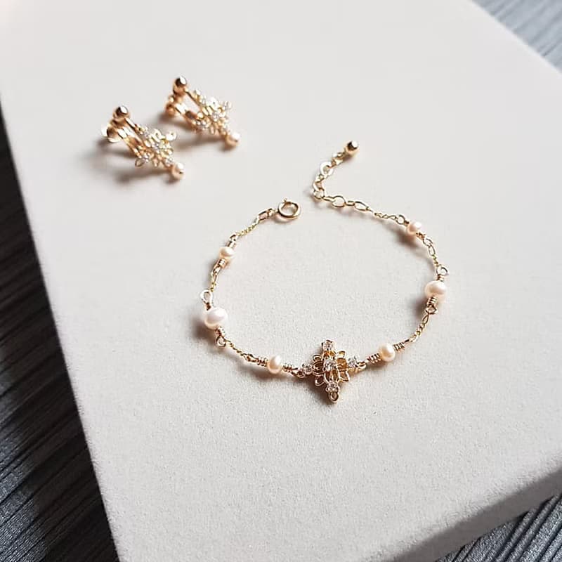 花磚語錄系列 - 鋯石珍珠手鍊