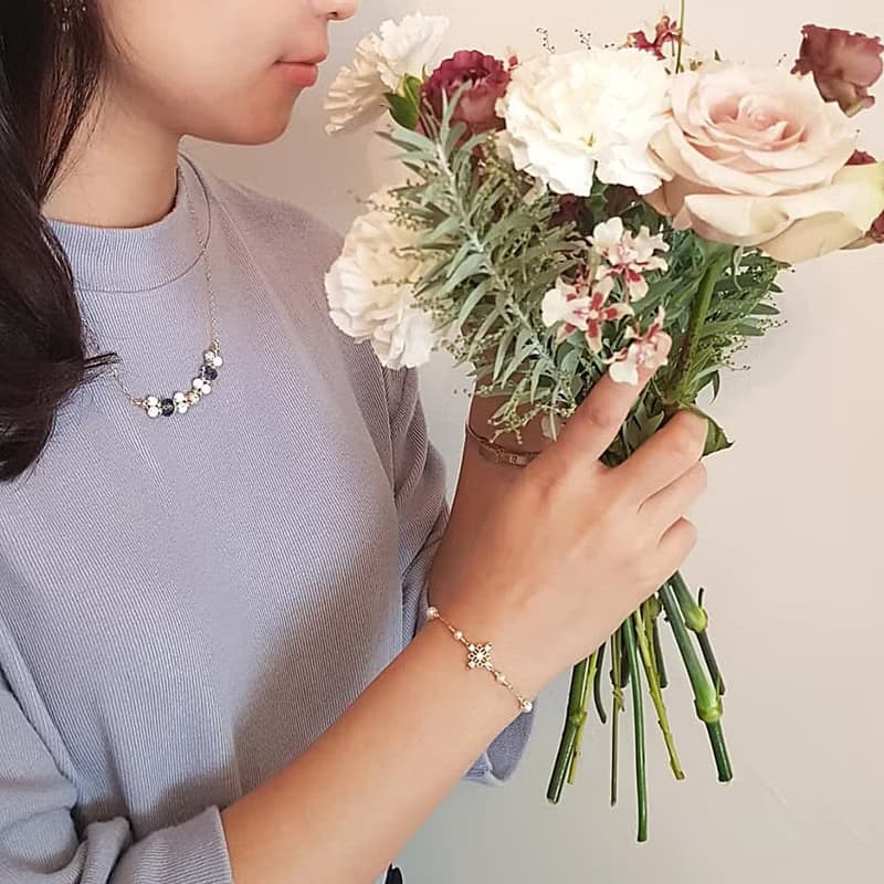 花磚語錄系列 - 鋯石珍珠手鍊