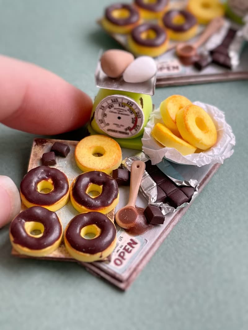Kitchen miniature donuts in chocolate Glaze