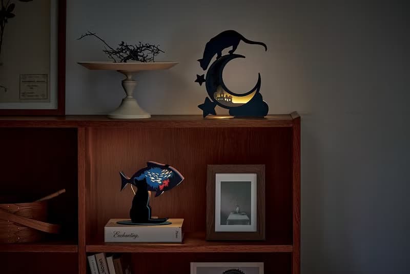 SETO CRAFT 3D 木製 DIY 貓形氛圍小夜燈 - 貓與魚