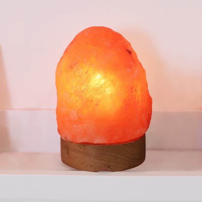 1-2kg 玫瑰鹽燈 I 原木底座 I 淨化能量 I 鹽燈母親節禮物