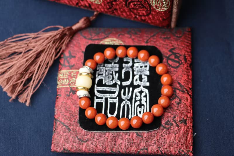 精品南紅瑪瑙8mm圓珠 滿色滿肉柿子紅 手鍊手珠手串手創 串珠設計