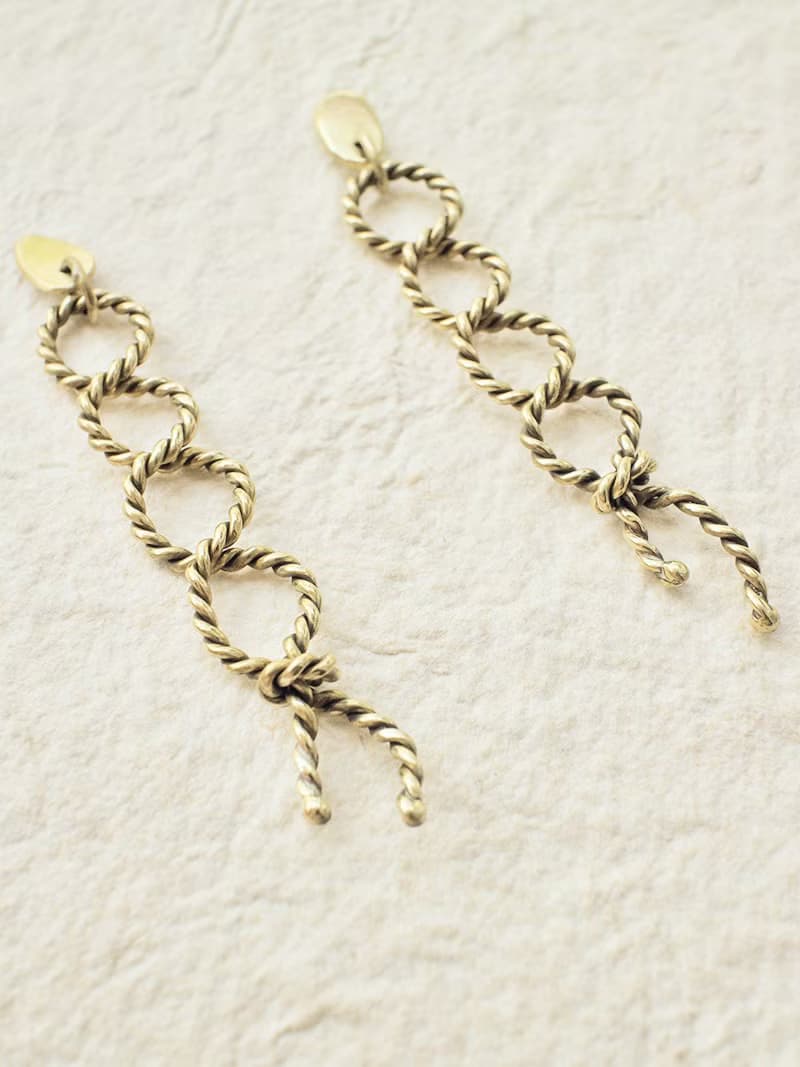 RE-FLAX earrings 埃及符號 亞麻燈芯 路徑 黃銅耳環