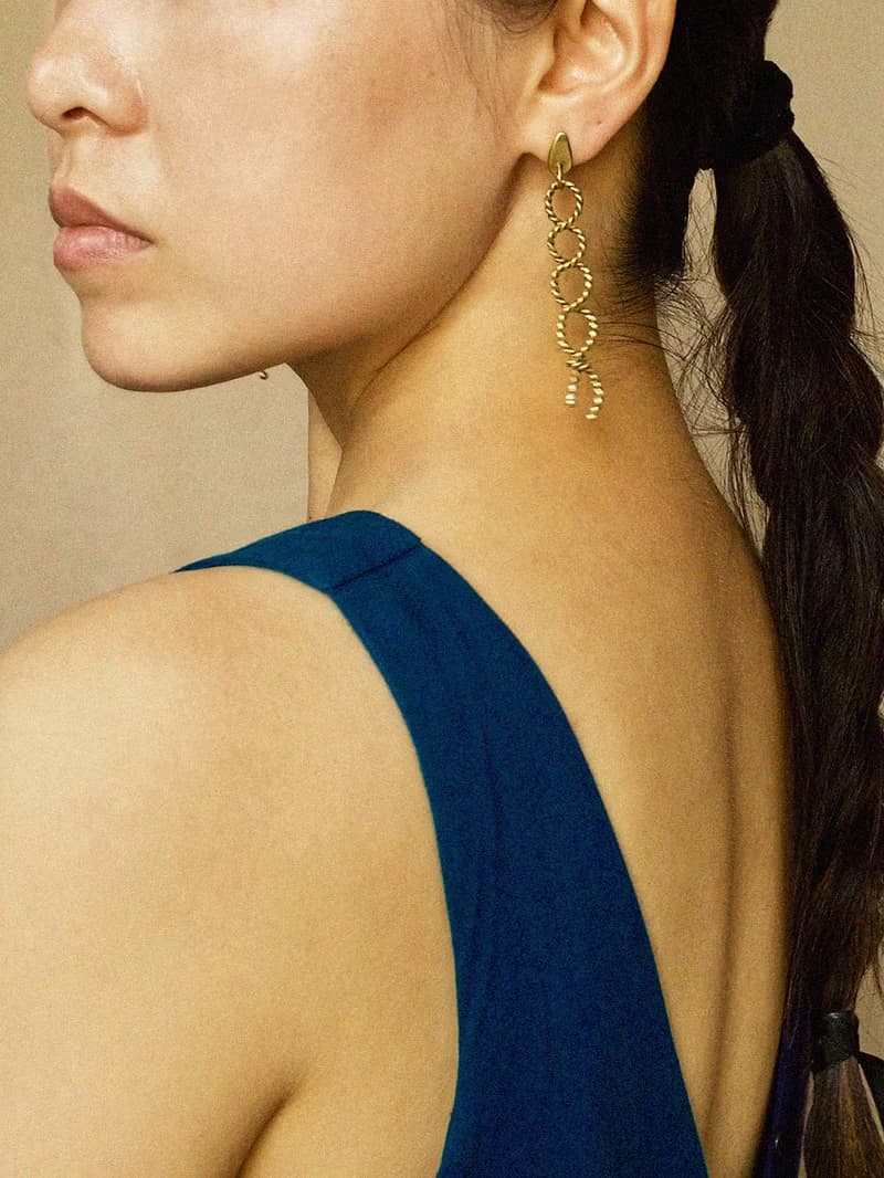 RE-FLAX earrings 埃及符號 亞麻燈芯 路徑 黃銅耳環